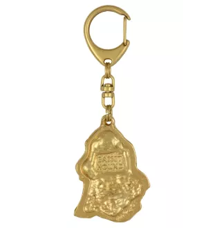 Basset Hound II - Gilded key ring with dog, handbag decoration, luxury accessory by Art-Dog brand