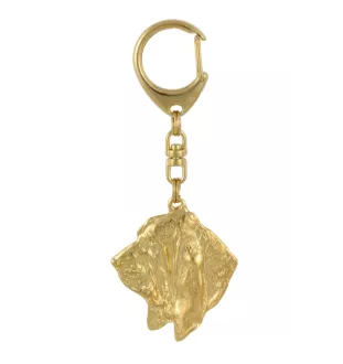 Basset Hound I - Gilded key ring with dog in gift box, handbag decoration, luxury accessory by Art-Dog brand
