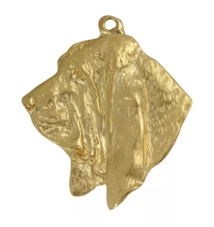 Basset Hound I - Porte-clés doré avec chien dans boîte cadeau, décoration de sac à main, accessoire de luxe de la marque Art-Dog