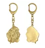 Basset Hound III - Gilded key ring with dog in gift box, handbag decoration, luxury accessory by Art-Dog brand