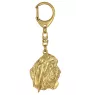 Basset Hound III - Gilded key ring with dog in gift box, handbag decoration, luxury accessory by Art-Dog brand