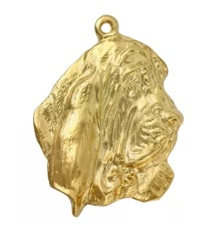 Basset Hound III - Gilded key ring with dog in gift box, handbag decoration, luxury accessory by Art-Dog brand