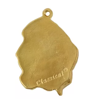 Basset Hound III - Gilded key ring with dog in gift box, handbag decoration, luxury accessory by Art-Dog brand