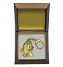 Basset Hound II - Vergoldeter Schlüsselanhänger mit Hund in Geschenkbox, Handtaschen-Dekoration, Luxus-Accessoire der Marke Art-Dog