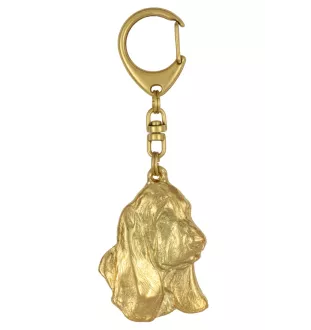 Basset Hound II - Vergoldeter Schlüsselanhänger mit Hund in Geschenkbox, Handtaschen-Dekoration, Luxus-Accessoire der Marke Art-Dog