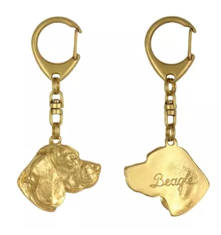 Beagle - Gilded key ring with dog, handbag decoration, luxury accessory by Art-Dog brand
