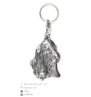 Basset Hound II - Silver-plated pendant with a dog in a decorative box, handbag decoration, backpack pendant by Art-Dog brand