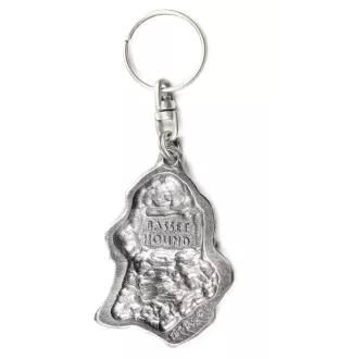 Basset Hound II - Versilberter Anhänger mit einem Hund in einer dekorativen Box, Handtaschenschmuck, Rucksackanhänger der Marke Art-Dog