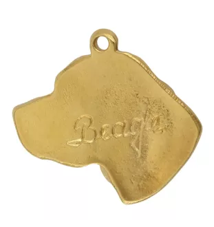 Beagle - Porte-clés doré avec chien dans boîte cadeau, décoration de sac à main, accessoire de luxe de la marque Art-Dog