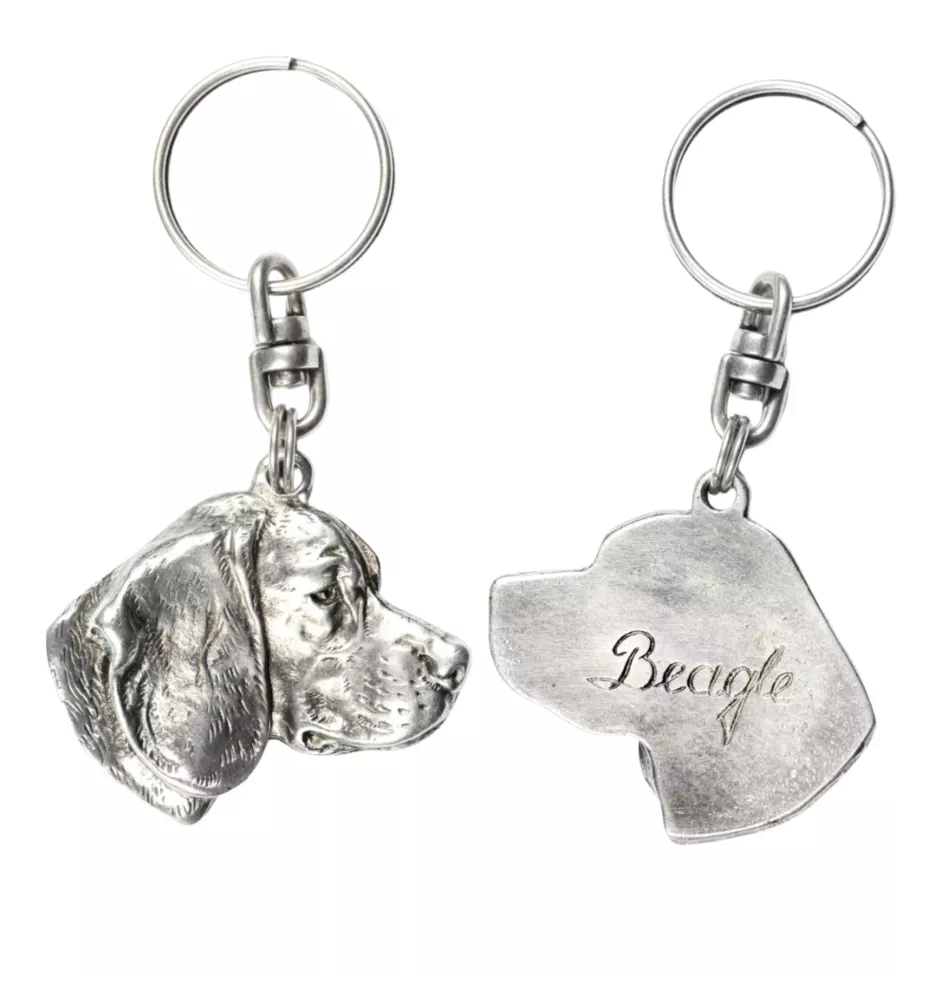 Beagle - Pendentif argenté avec un chien dans une boîte décorative, décoration de sac à main, pendentif de sac à dos par la marque Art-Dog