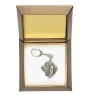 Basset Hound I - Silver-plated key ring with a dog in a gift box, handbag decoration, backpack pendant by Art-Dog brand