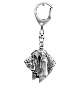 Basset Hound I - Porte-clés argenté avec un chien dans une boîte cadeau, décoration de sac à main, pendentif de sac à dos par la marque Art-Dog