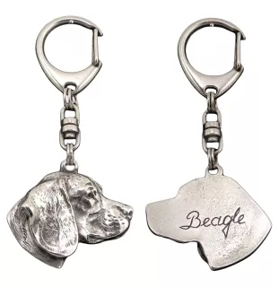 Beagle - Porte-clés argenté avec un chien dans une boîte cadeau, décoration de sac à main, pendentif de sac à dos par la marque Art-Dog