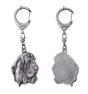 Basset Hound III - Silver-plated key ring with a dog in a gift box, handbag decoration, backpack pendant by Art-Dog brand