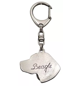 Beagle - Silver-plated key ring with a dog in a gift box, handbag decoration, backpack pendant by Art-Dog brand