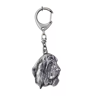 Basset Hound III - Silver-plated key ring with a dog in a gift box, handbag decoration, backpack pendant by Art-Dog brand