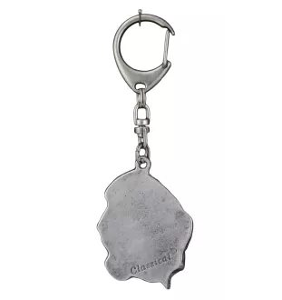 Basset Hound III - Silver-plated key ring with a dog in a gift box, handbag decoration, backpack pendant by Art-Dog brand