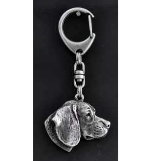 Beagle - Silver-plated key ring with a dog in a gift box, handbag decoration, backpack pendant by Art-Dog brand