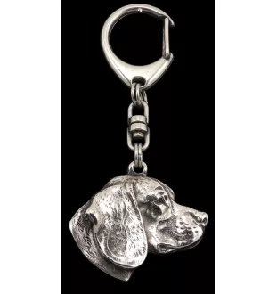 Beagle - Porte-clés argenté avec un chien dans une boîte cadeau, décoration de sac à main, pendentif de sac à dos par la marque Art-Dog
