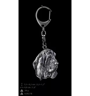 Basset Hound III - Silver-plated key ring with a dog in a gift box, handbag decoration, backpack pendant by Art-Dog brand