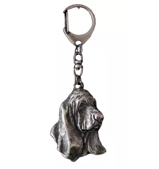 Basset Hound II - Porte-clés argenté avec un chien dans une boîte cadeau, décoration de sac à main, pendentif de sac à dos par la marque Art-Dog