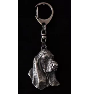 Basset Hound II - Porte-clés argenté avec un chien dans une boîte cadeau, décoration de sac à main, pendentif de sac à dos par la marque Art-Dog