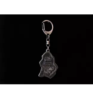 Basset Hound II - Porte-clés argenté avec un chien dans une boîte cadeau, décoration de sac à main, pendentif de sac à dos par la marque Art-Dog