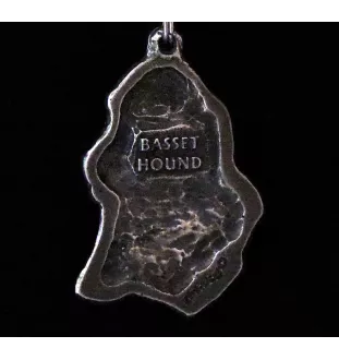 Basset Hound II - collier avec un chien, pendentif en plaqué argent pour les fans de chiens, bijoux uniques de la marque Art-Dog