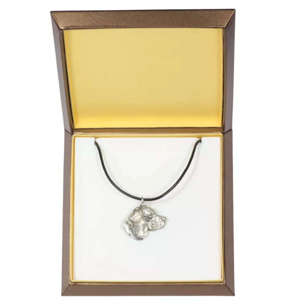 Beagle - Collier de chien dans une boîte cadeau, médaillon argenté pour fan de chien, pendentif remarquable de la marque Art-Dog