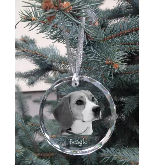 Beagle - boule de Noël en cristal avec une photo, photo de chien dans le cristal, décoration personnalisée pour sapin de Noël de la marque Art-Dog