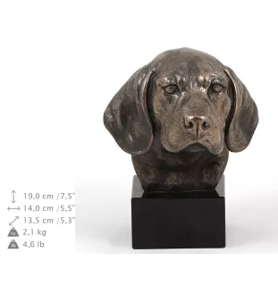 Beagle - Statue de chien, buste sur socle en pierre, sculpture, trophée pour exposition canine par la marque Art-Dog