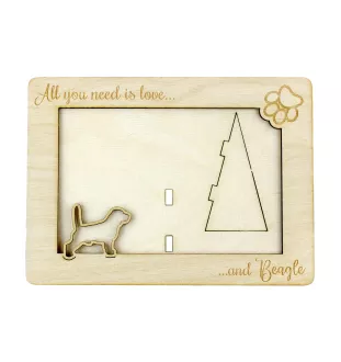 Beagle - Cadre photo, cadre en bois gravé, un joli gadget pour l'amoureux des chiens par Art-Dog