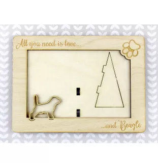 Beagle - Cadre photo, cadre en bois gravé, un joli gadget pour l'amoureux des chiens par Art-Dog