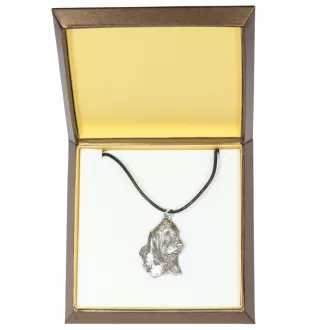 Basset Hound II - Collier de chien dans une boîte cadeau, médaillon argenté pour fan de chien, pendentif remarquable de la marque Art-Dog