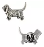 Basset Hound I  - Versilberte Hundebrosche, elegante Anstecknadel, Jackenreversschmuck der Marke Art-Dog