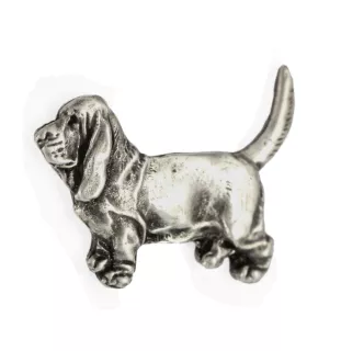 Basset Hound I - Hundebrosche in Geschenkbox, elegante Anstecknadel, Reversnadel für Art-Dog Markenjacke