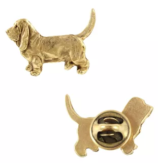 Basset Hound I - Dog brooch in decorative box, elegant gold-plated pin, Art-Dog brand jacket pin