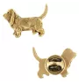 Basset Hound I - Hundebrosche in dekorativer Box, elegante vergoldete Anstecknadel, Jackenbrosche der Marke Art-Dog