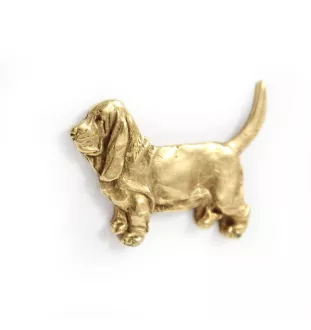 Basset Hound I - Vergoldete Brosche, eleganter Hundeschmuck, einzigartige Brosche der Marke Art-Dog