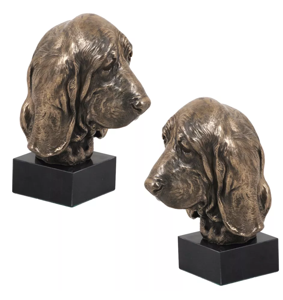 Basset Hound - Dog statue, bust on stone base, sculpture, trophy for dog show by Art-Dog brand