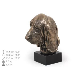 Basset Hound - Dog statue, bust on stone base, sculpture, trophy for dog show by Art-Dog brand