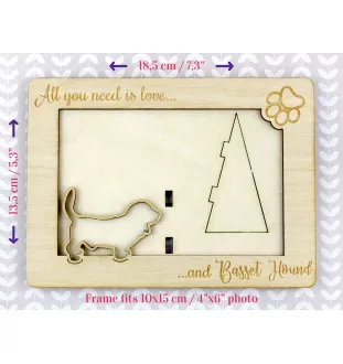 Basset Hound - Photo frame, engraved wooden frame, a lovely gadget for the dog lover by Art-Dog