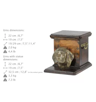 Beagle - Eine Urne für die Asche eines Hundes mit einer Statuette, eine elegante Urne für einen Hund, eine außergewöhnliche Urne mit dem Porträt eines Hundes von der Marke Art-Dog.