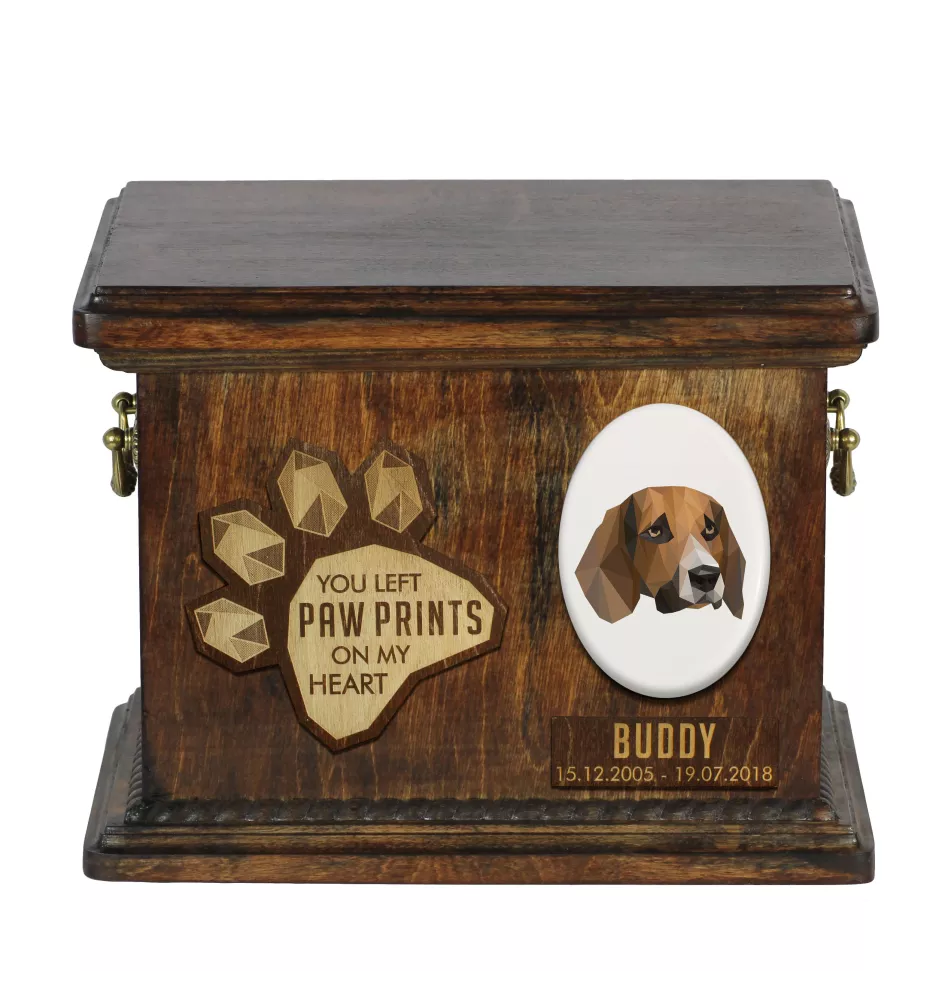 Beagle - urn for dog ashes, personalized urn with engraving, commemorative box for dog ashes by Art-Dog brand