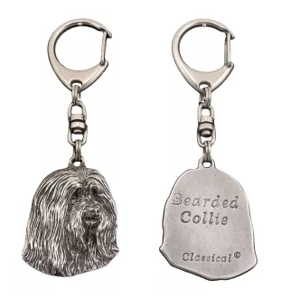 Collie Barbu, Bearded collie, Parfois appelé colley barbu - Porte-clés argenté avec chien, décoration de sac à main, pendentif de sac à dos par la marque Art-Dog
