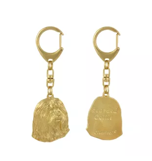 Bearded Collie - Vergoldeter Schlüsselanhänger mit Hund, Handtaschenschmuck, Luxus-Accessoire der Marke Art-Dog