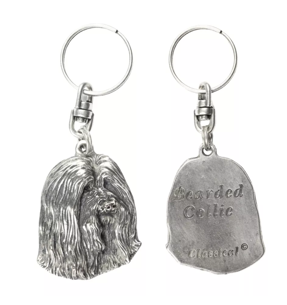 Bearded Collie - Versilberter Anhänger mit einem Hund in einer dekorativen Box, Handtaschenschmuck, Rucksackanhänger der Marke Art-Dog