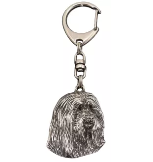 Bearded Collie, Highland Collie, Mountain Collie - Silver-plated key ring with a dog in a gift box, handbag decoration, backpack pendant by Art-Dog brand