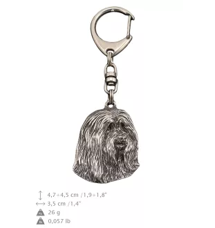 Bearded Collie, Highland Collie, Mountain Collie - Silver-plated key ring with a dog in a gift box, handbag decoration, backpack pendant by Art-Dog brand