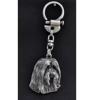 Bearded Collie, Highland Collie, Mountain Collie - Silver-plated key ring with a dog in a gift box, handbag decoration, backpack pendant by Art-Dog brand